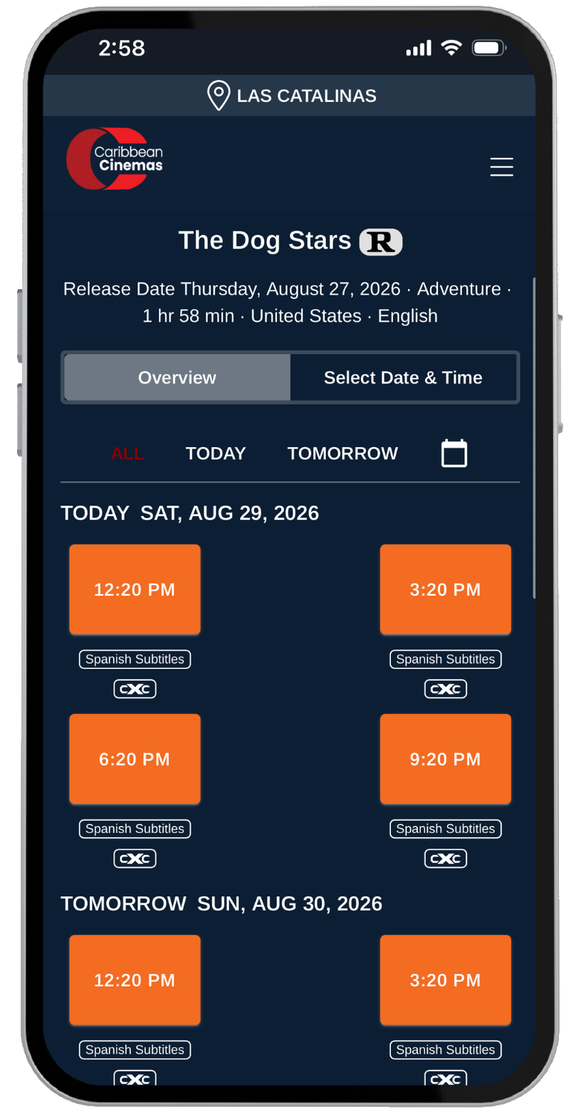 Original Caribbean Cinemas showtimes screen
